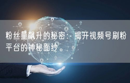 粉丝量飙升的秘密：揭开视频号刷粉平台的神秘面纱。