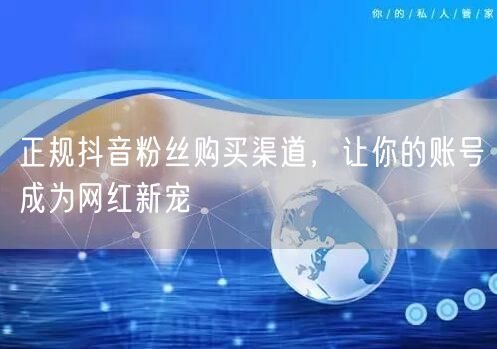 正规抖音粉丝购买渠道，让你的账号成为网红新宠